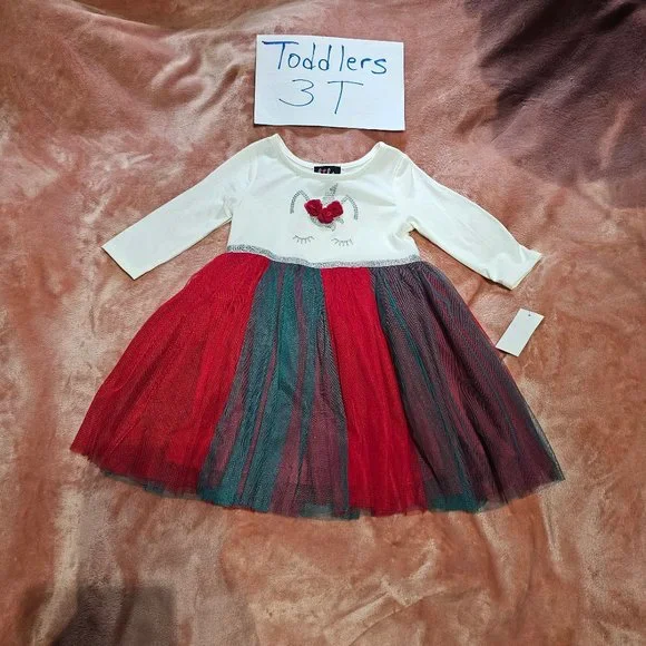 Lilt Dresses | Toddler Girls 3t Unicorn Christmas Floral Crown Accent Layered Dress Nwt | Color: Green/White | Size: 3tg | Starlightanya's Closet Lilt Dresses | Toddler Girls 3t Unicorn Christmas Floral Crown Accent Layered Dress Nwt | Color: Green/White | Size: 3tg | Starlightanya's Closet